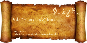 Vértesi Ákos névjegykártya